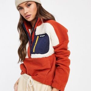 Columbia Lodge Sherpa 1/4 Snap Pullover Fleece Orange Women’s Size L